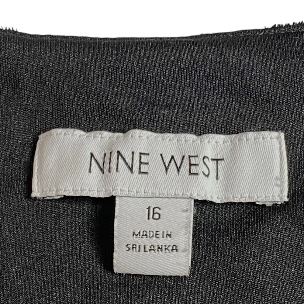 Nine West Velvet Burnout Shift Dress Black Leopard Print Size 16 Holiday Party - Picture 3 of 16